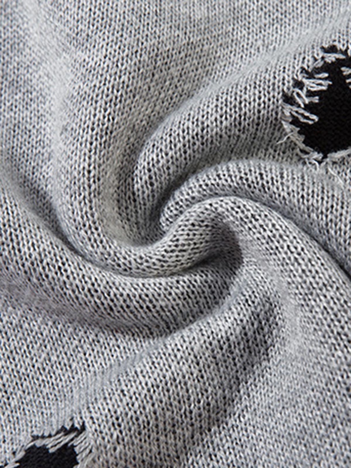 Vintage Spray-Painted Cross Hole Knit Sweater