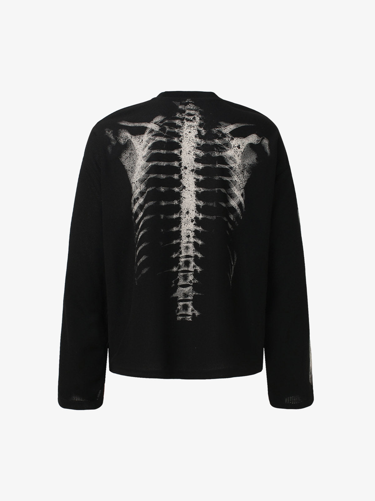Skeleton Graphic Waffle Sweatshirt – Spooky Halloween Vibes - 2495