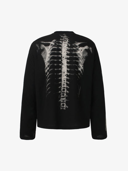 Skeleton Graphic Waffle Sweatshirt – Spooky Halloween Vibes - 2495