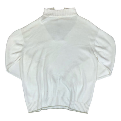 VTG 'ADIDAS' WHITE BEIGE RIBBED 1/4 ZIP NECK KNIT PULLOVER CASUAL SWEATSHIRT 2XL