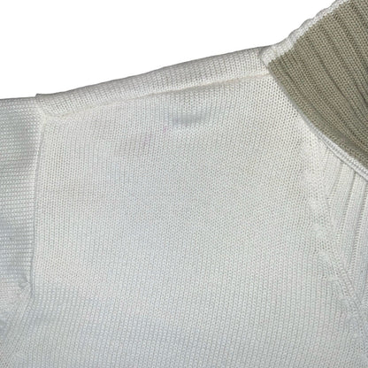 VTG 'ADIDAS' WHITE BEIGE RIBBED 1/4 ZIP NECK KNIT PULLOVER CASUAL SWEATSHIRT 2XL