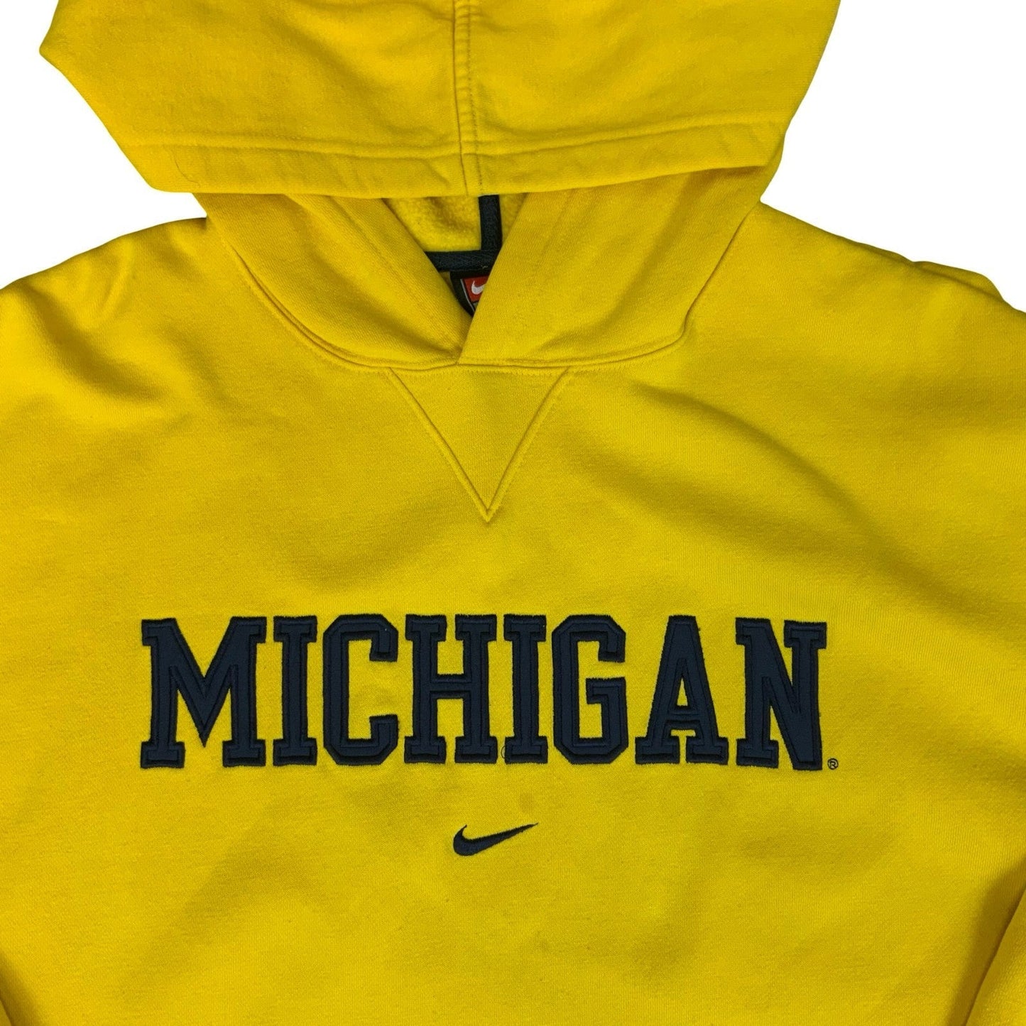 VTG 90s 'NIKE' SWOOSH YELLOW PULL-OVER MICHIGAN WOLVERINES TEAM TAG HOODIE 3XL