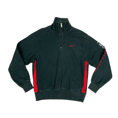 Y2K Nike Athletics Sportswear Running Black Red 1/4 Zip Up Sweater Jumper Medium