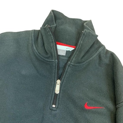 Y2K Nike Athletics Sportswear Running Black Red 1/4 Zip Up Sweater Jumper Medium