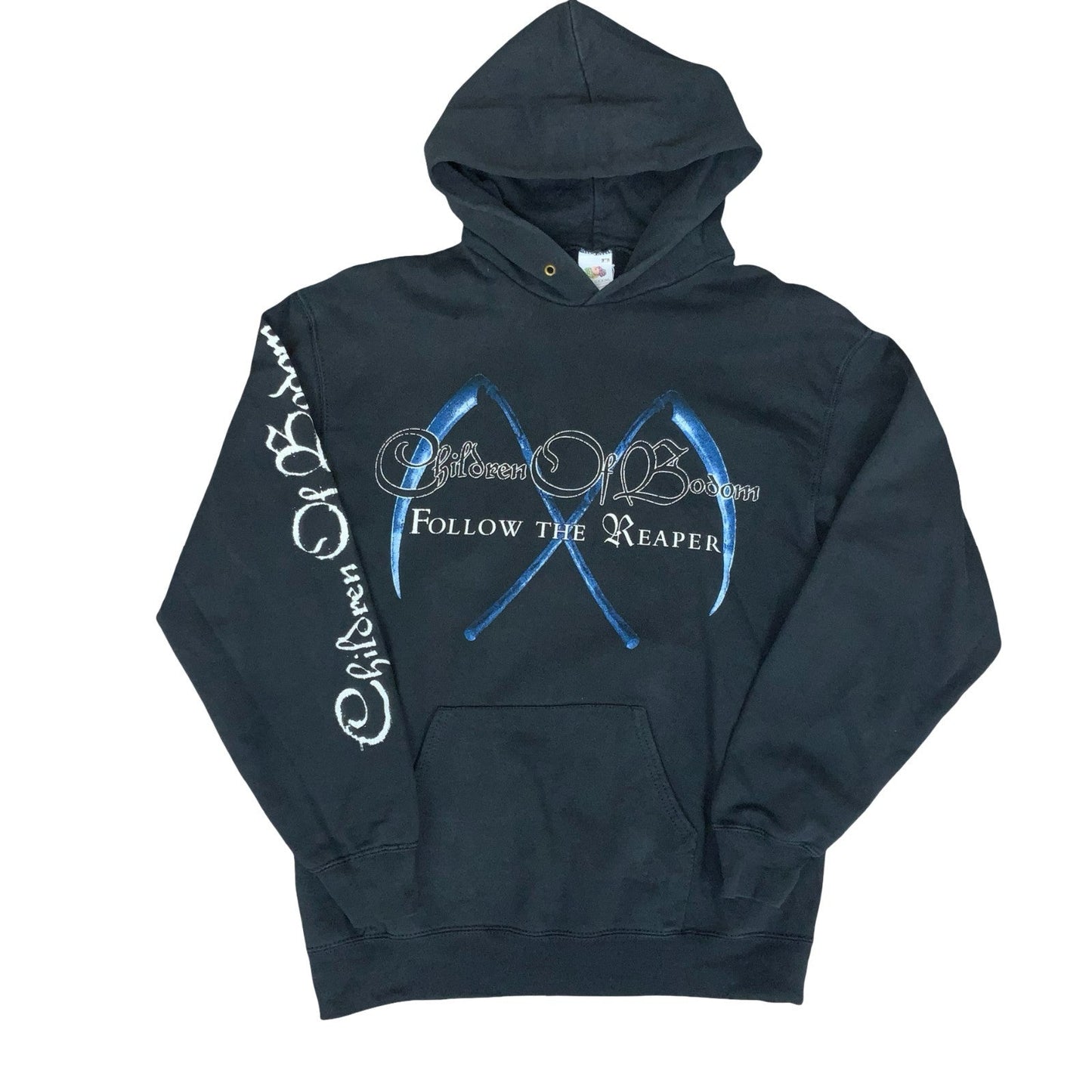 VTG Y2K FRUIT OF THE LOOM CHILDREN OF BODOM BLACK FOLLOW THE REAPER HOODIE S/M