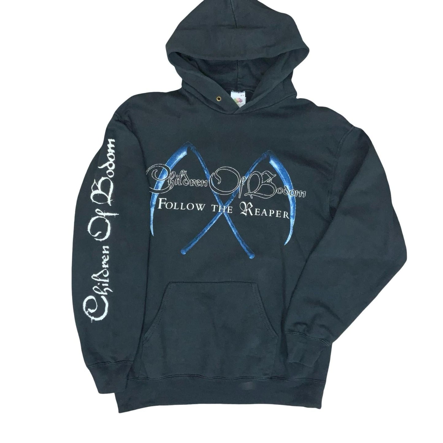 VTG Y2K FRUIT OF THE LOOM CHILDREN OF BODOM BLACK FOLLOW THE REAPER HOODIE S/M
