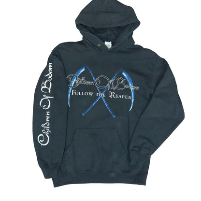VTG Y2K FRUIT OF THE LOOM CHILDREN OF BODOM BLACK FOLLOW THE REAPER HOODIE S/M