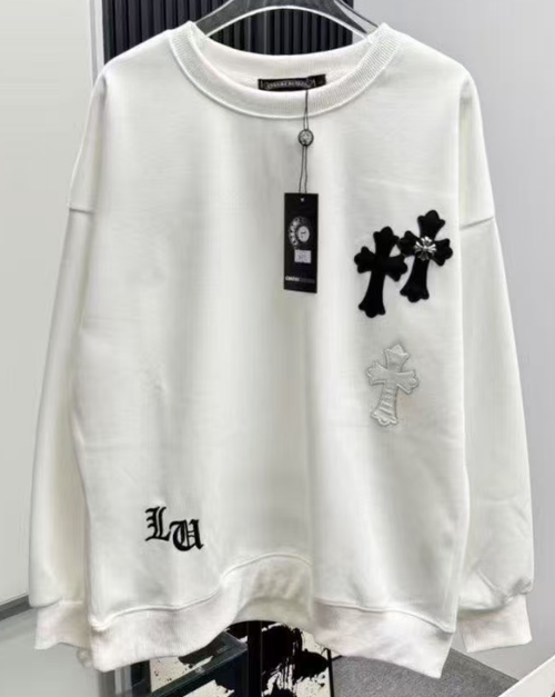 CHROME HEARTS CROSS PATCH SWEATSHIRT WHITE