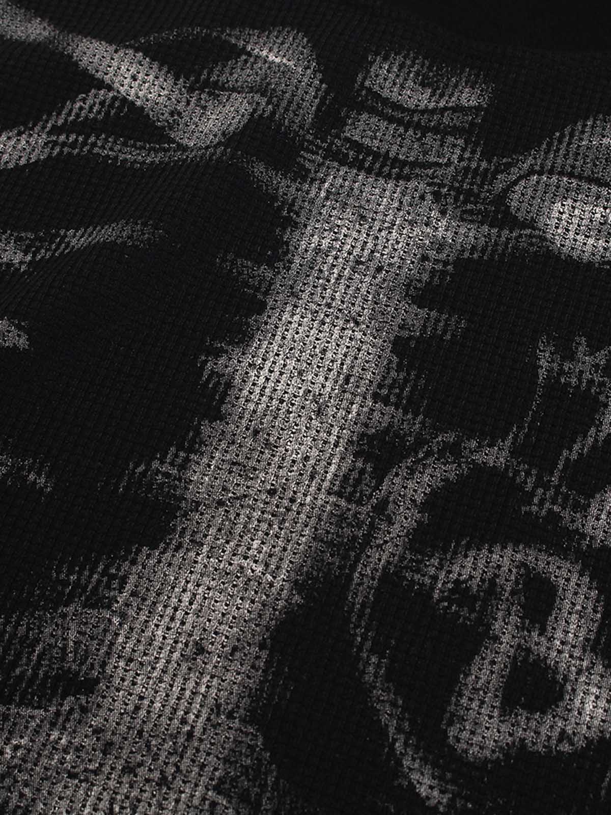 Skeleton Graphic Waffle Sweatshirt – Spooky Halloween Vibes - 2495