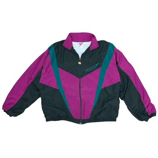 VTG 90s 'SPEEDO' PINK GREEN BLACK COLOUR-BLOCK CASUAL SPORTS WINDBREAKER XL
