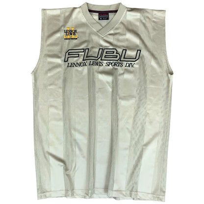 VTG 90s y2k 'FUBU' LENNOX LEWIS SPORTS DIVISION BEIGE SLEEVELESS JERSEY XL/2XL