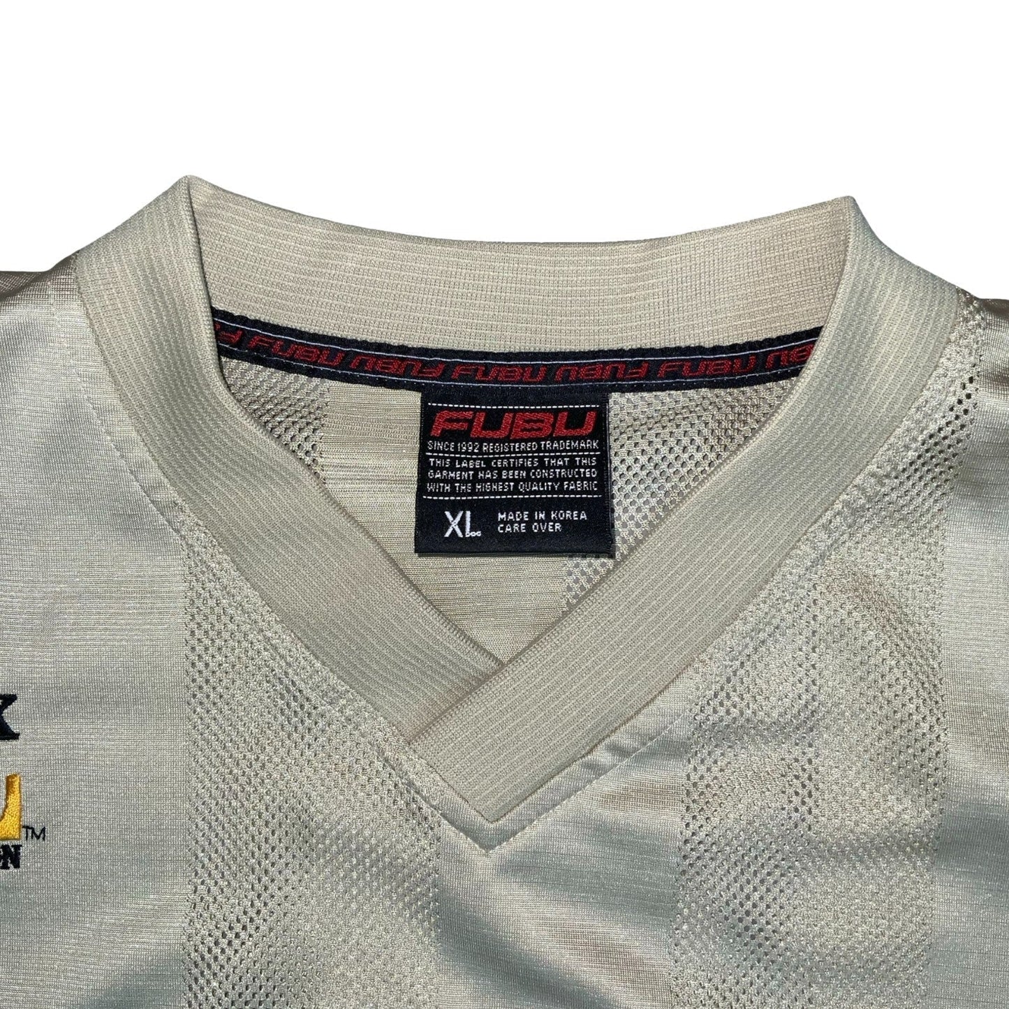 VTG 90s y2k 'FUBU' LENNOX LEWIS SPORTS DIVISION BEIGE SLEEVELESS JERSEY XL/2XL