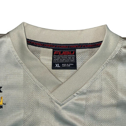 VTG 90s y2k 'FUBU' LENNOX LEWIS SPORTS DIVISION BEIGE SLEEVELESS JERSEY XL/2XL