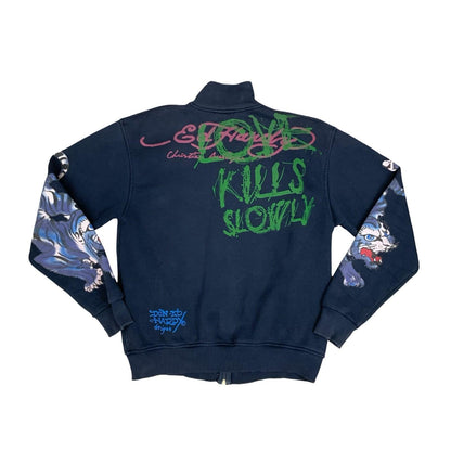 Y2K Ed Hardy Christian Audigier Love Kills Slowly Graphic Zip-Up Jacket Large