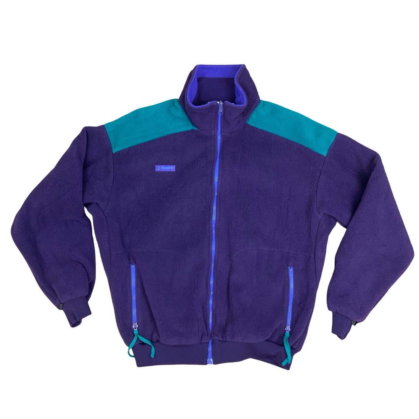 Vintage 1990's Columbia Sportswear Company Multi-Coloured Fleece Zip-Up Jacket L