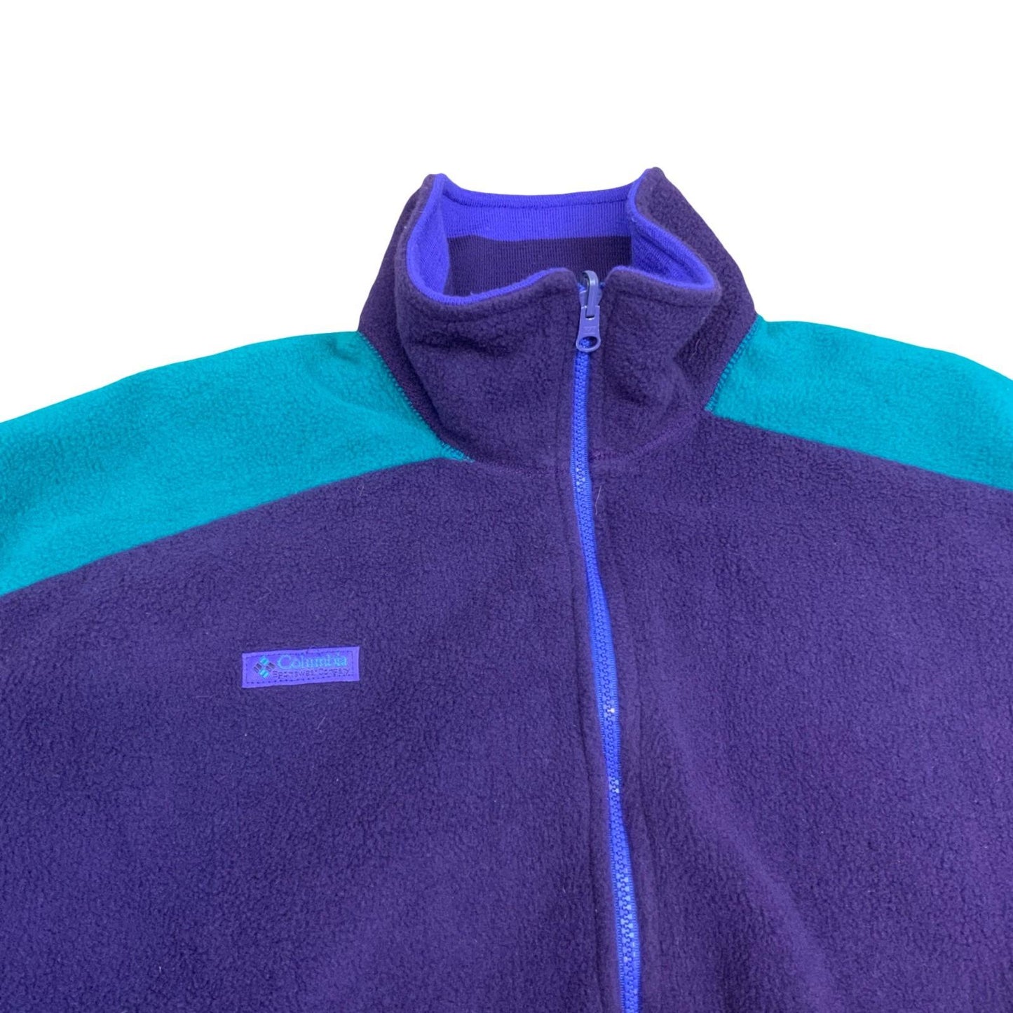 Vintage 1990's Columbia Sportswear Company Multi-Coloured Fleece Zip-Up Jacket L