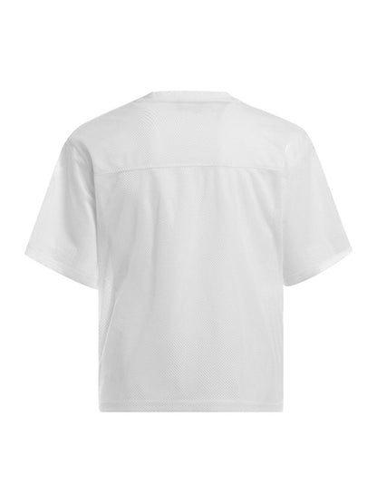 Jersey Letter Print Quick Dry V-neck T-shirt - 2389