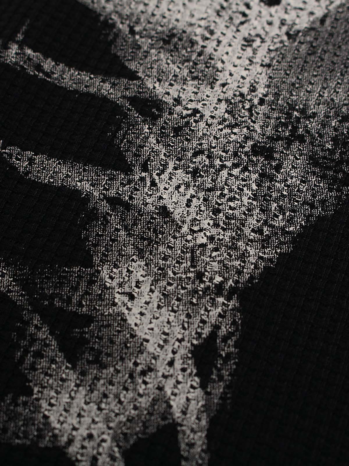 Skeleton Graphic Waffle Sweatshirt – Spooky Halloween Vibes - 2495