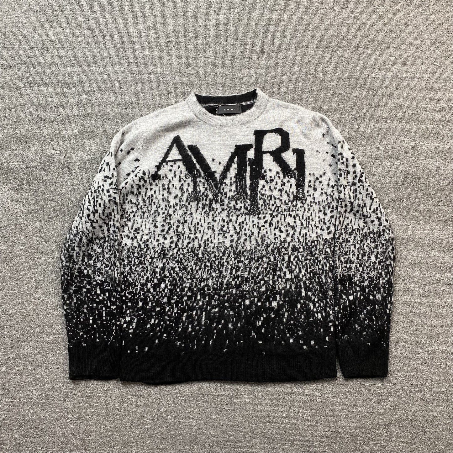 AMIRI STAGGERED GRADIANT CREWNECK GREY