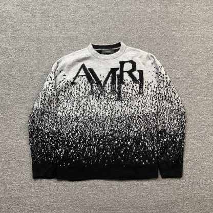 AMIRI STAGGERED GRADIANT CREWNECK GREY