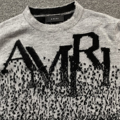 AMIRI STAGGERED GRADIANT CREWNECK GREY