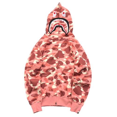 BAPE x BARBIE DOT CAMO SHARK FULL ZIP HOODIE PINK