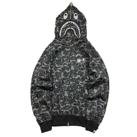 BAPE x DOVER STREET MARKET SPECIAL CAMO SHARK FULL ZIP HOODIE BLACK