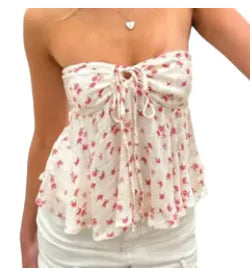 Floral Print Off Shoulder Tube Top for Women (One Piece)