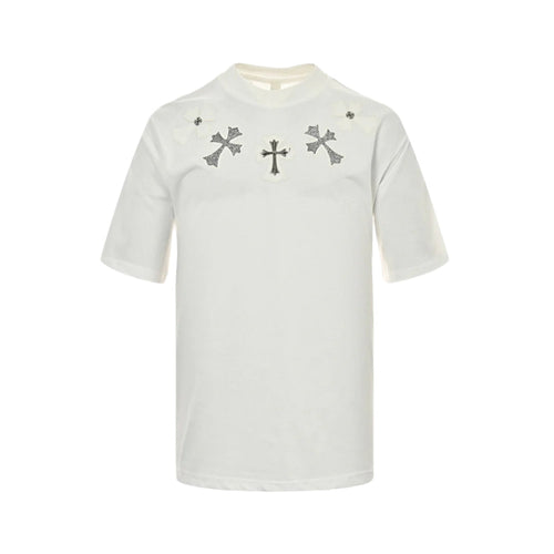 CHROME HEARTS CROSS PATCH COLLAR T-SHIRT WHITE