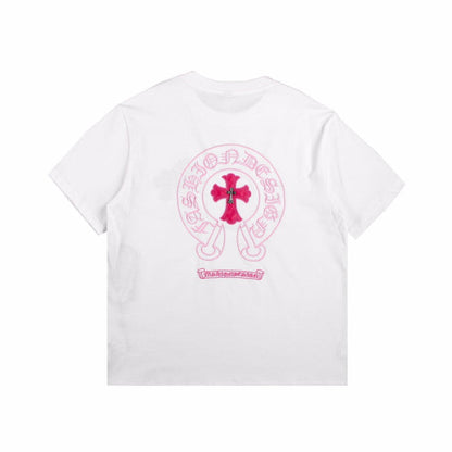 CHROME HEARTS HORSE SHOE LOGO T-SHIRT WHITE PINK