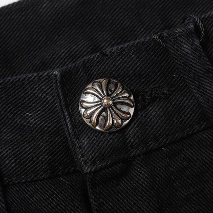 CHROME HEARTS JEANS BLACK GREEN LEOPARD