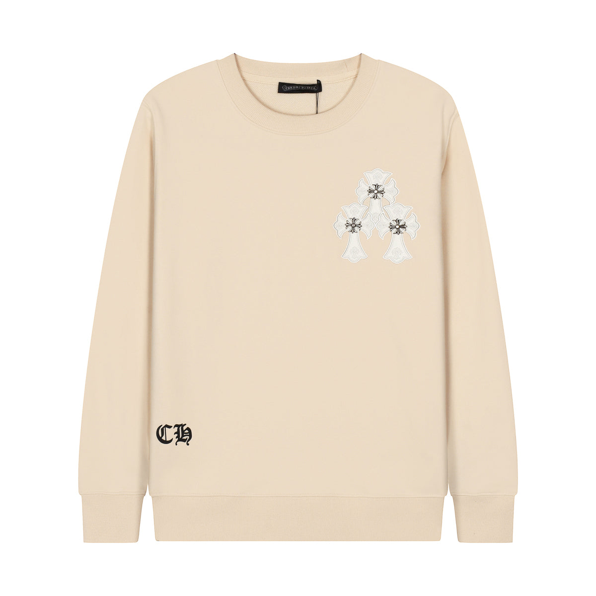CHROME HEARTS WHITE CROSS PATCH SWEATSHIRT BEIGE