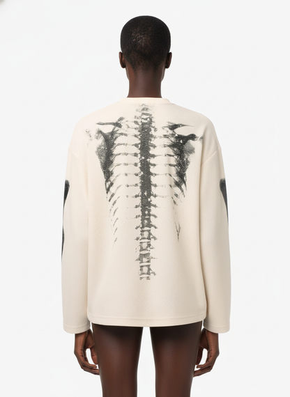 Skeleton Graphic Waffle Sweatshirt – Spooky Halloween Vibes - 2495