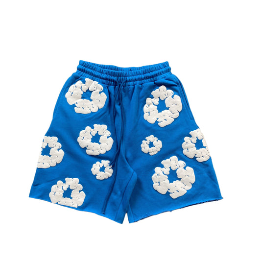 DENIM TEARS COTTON WREATH SHORTS AZURE BLUE