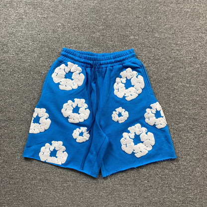 DENIM TEARS COTTON WREATH SHORTS AZURE BLUE