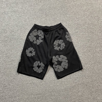 DENIM TEARS COTTON WREATH SHORTS MONOCHROME BLACK