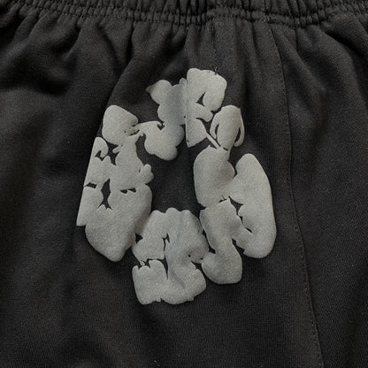 DENIM TEARS COTTON WREATH SHORTS MONOCHROME BLACK