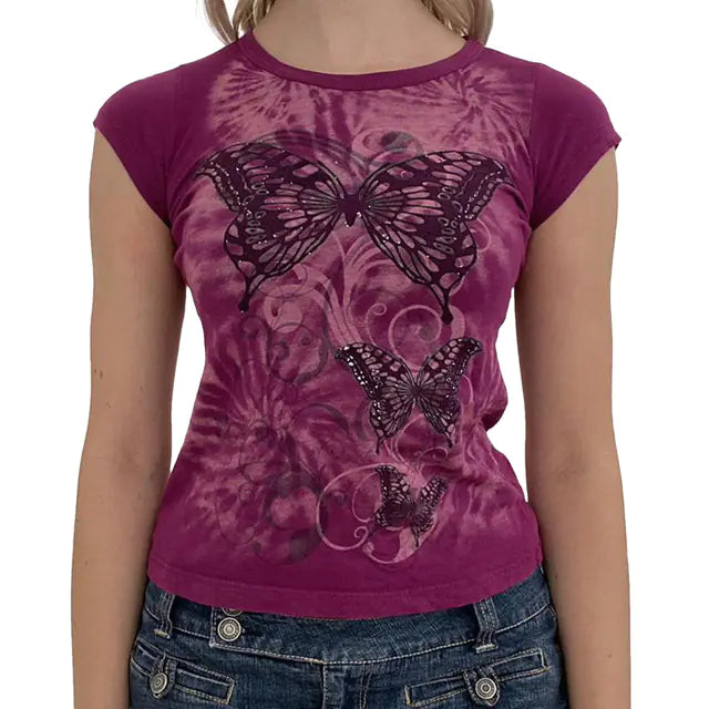 Women's Y2K Slim Fit Casual Short Sleeve T-Shirt