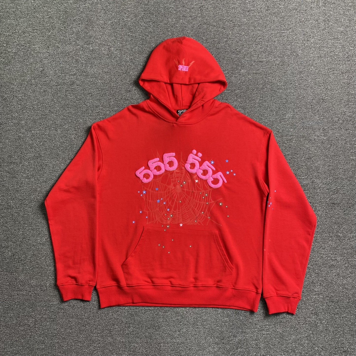 SP5DER WORLDWIDE RED ANGEL NUMBER 555 HOODIE RED