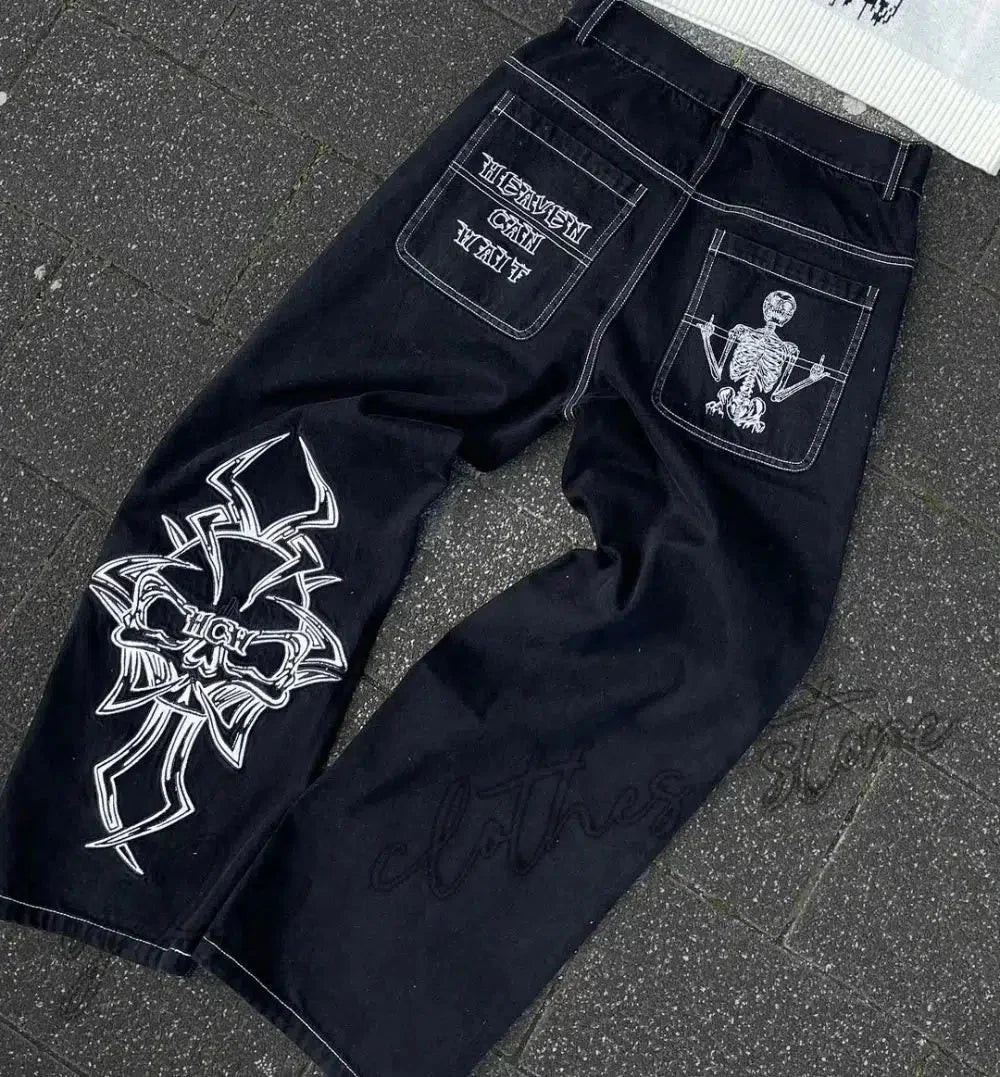 Y2K Embroidered Baggy Jeans