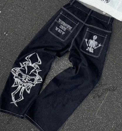 Y2K Embroidered Baggy Jeans