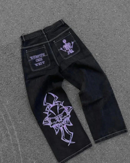Y2K Embroidered Baggy Jeans