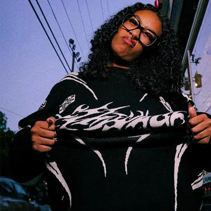 Moto Gothic Knitted Sweatshirt