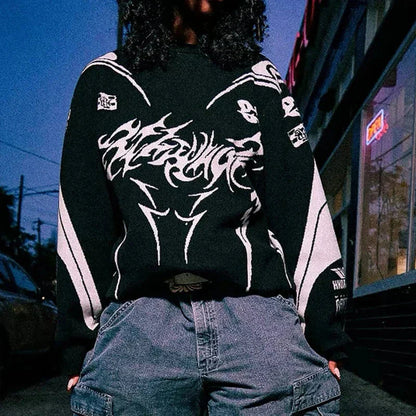 Moto Gothic Knitted Sweatshirt