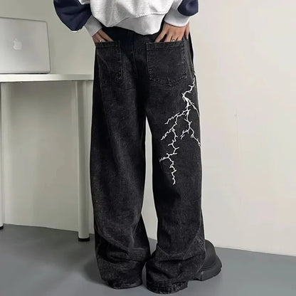 Thunder and Lightning Black Baggy Jeans