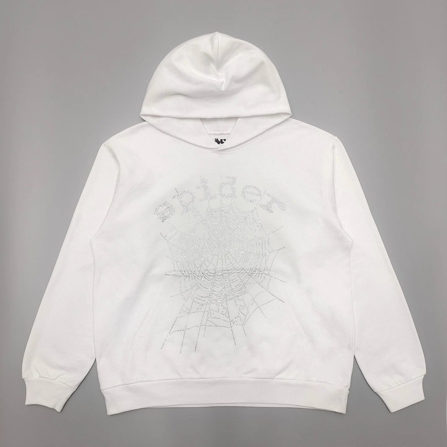 SP5DER OG RHINESTONE LOGO HOODIE WHITE