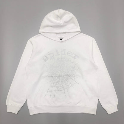 SP5DER OG RHINESTONE LOGO HOODIE WHITE