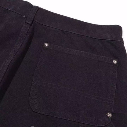 CHROME HEARTS BLACK DOUBLE KNEE CARPENTER JEANS