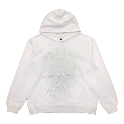 SP5DER OG RHINESTONE LOGO HOODIE WHITE