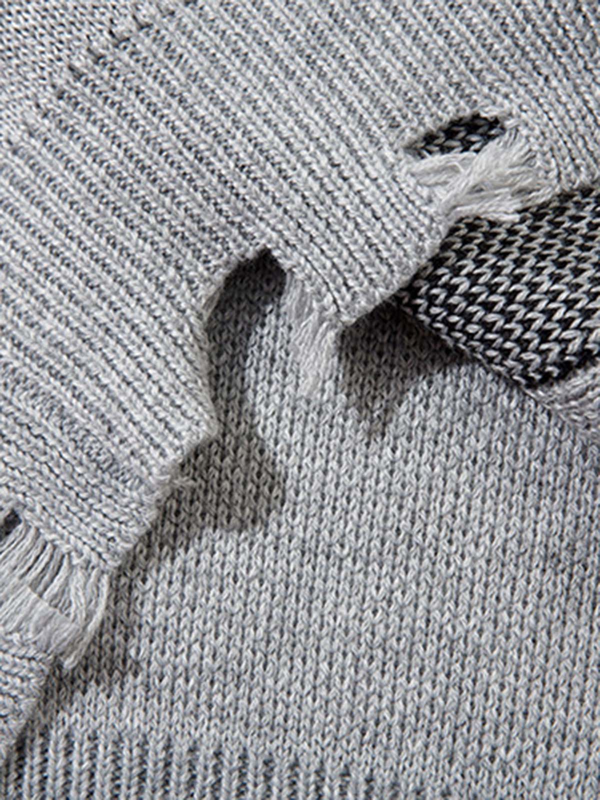 Vintage Spray-Painted Cross Hole Knit Sweater